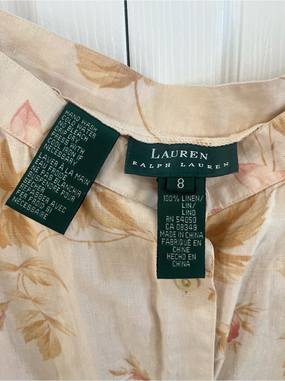Vintage Lauren Ralph Lauren 100% linen floral button-front midi skirt, size 8. - Picture 6 of 11